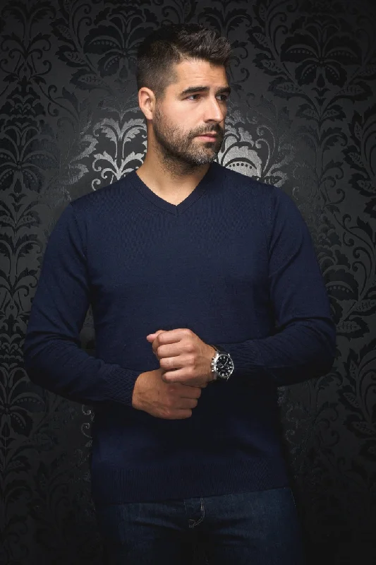 Patterned Men's Fair Isle SweatersAu Noir® Sweaters | Saxony Navy
