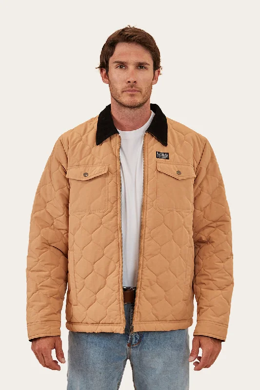 Men's Coats with Embroidered DetailsJed Mens Reversible Jacket - Tawny Brown