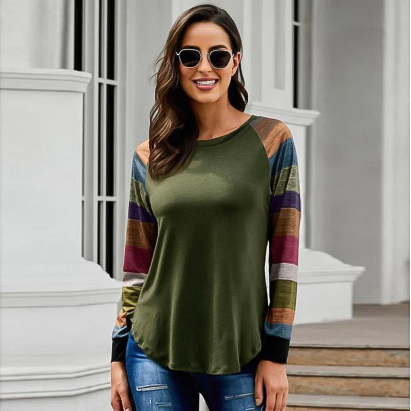 Men's Shirts with Belt AttachmentsKittenAlarm - Ladies tops round neck contrast long sleeves sweatshirt Men's Shirts with Belt AttachmentsKittenAlarm - Ladies tops round neck contrast long sleeves sweatshirt