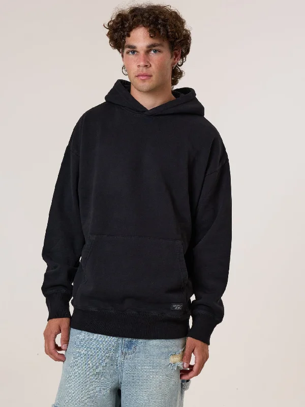 Men's Sweaters with Relaxed FitsThrills Military Slouch Pull On Hood - Black