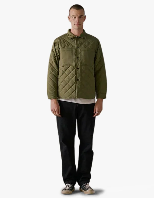 Men's Coats with Reflective StripesReversible Quilted Jacket - Green Multi