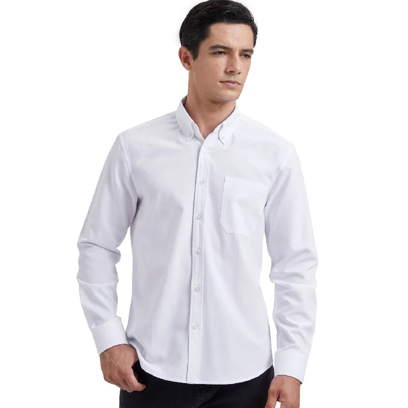 Men's Striped Shirts for a Maritime TwistMen's Dress Shirt with Pocket - 01-WHITE