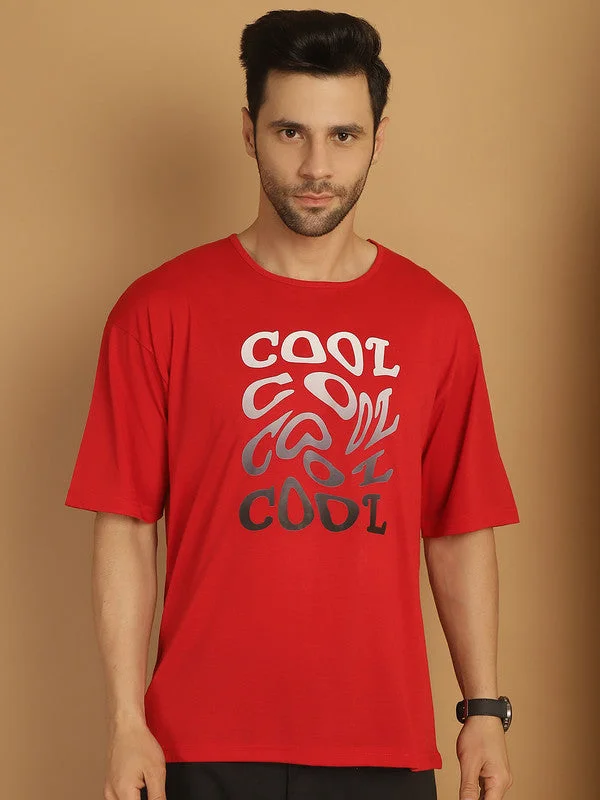 Men's Shirts for Beach OutingsMack Jonney Printed Red Round Neck Cotton Oversize Half sleeves Tshirt For Men Men's Shirts for Beach OutingsMack Jonney Printed Red Round Neck Cotton Oversize Half sleeves Tshirt For Men