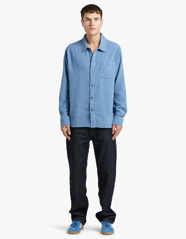 Stylish Men's Biker JacketsBroome Boucle Knit L/S Shirt - Coronet Blue