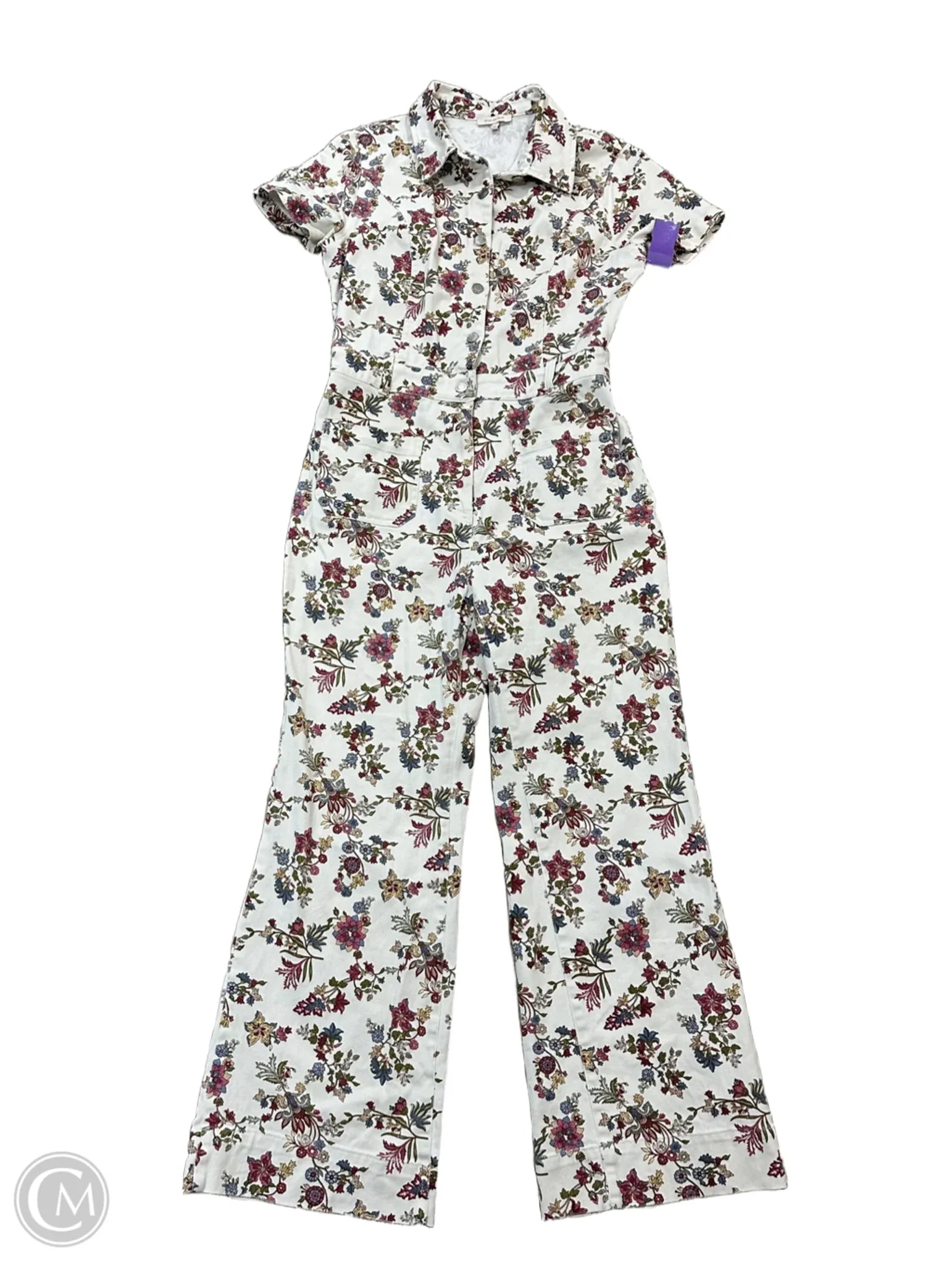 Stylish Men's Cargo PantsOveralls By Skies Are Blue In Floral Print, Size: M