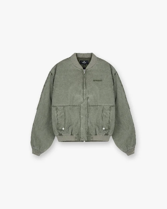 Weather-Resistant Men's CoatsInset Sleeve Bomber - Khaki