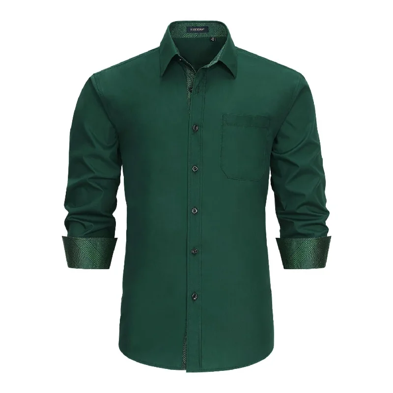 Men's Luxury Shirts for High-End FashionMen's Patchwork Dress Shirt with Pocket - DARK GREEN Men's Luxury Shirts for High-End FashionMen's Patchwork Dress Shirt with Pocket - DARK GREEN