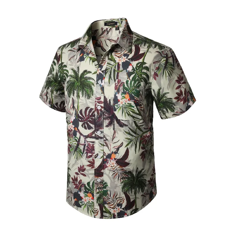 Men's Versatile Dress Shirts for Multiple OccasionsHawaiian Tropical Shirts with Pocket - BEIGE Men's Versatile Dress Shirts for Multiple OccasionsHawaiian Tropical Shirts with Pocket - BEIGE