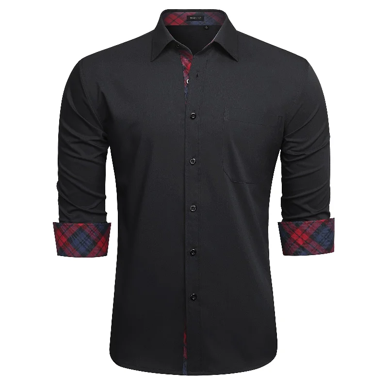 Men's Striped Long-Sleeve Shirts for a Maritime FeelMen's Patchwork Dress Shirt Long Sleeve Button Down Casual Shirt - 04-BLACK/RED Men's Striped Long-Sleeve Shirts for a Maritime FeelMen's Patchwork Dress Shirt Long Sleeve Button Down Casual Shirt - 04-BLACK/RED