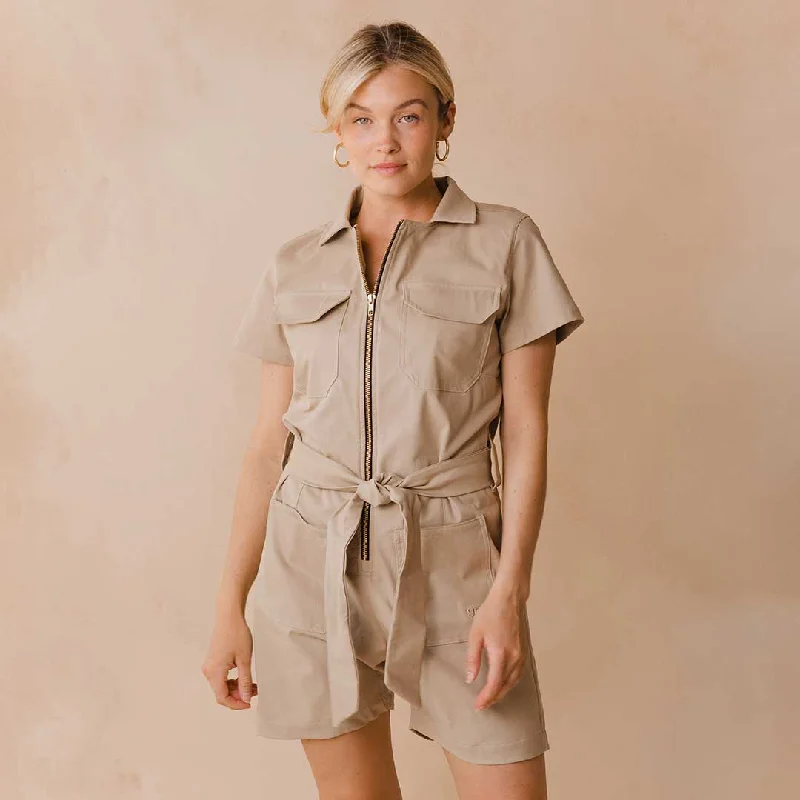 Men's Pants with Slant PocketsCity Romper, Brown Canvas