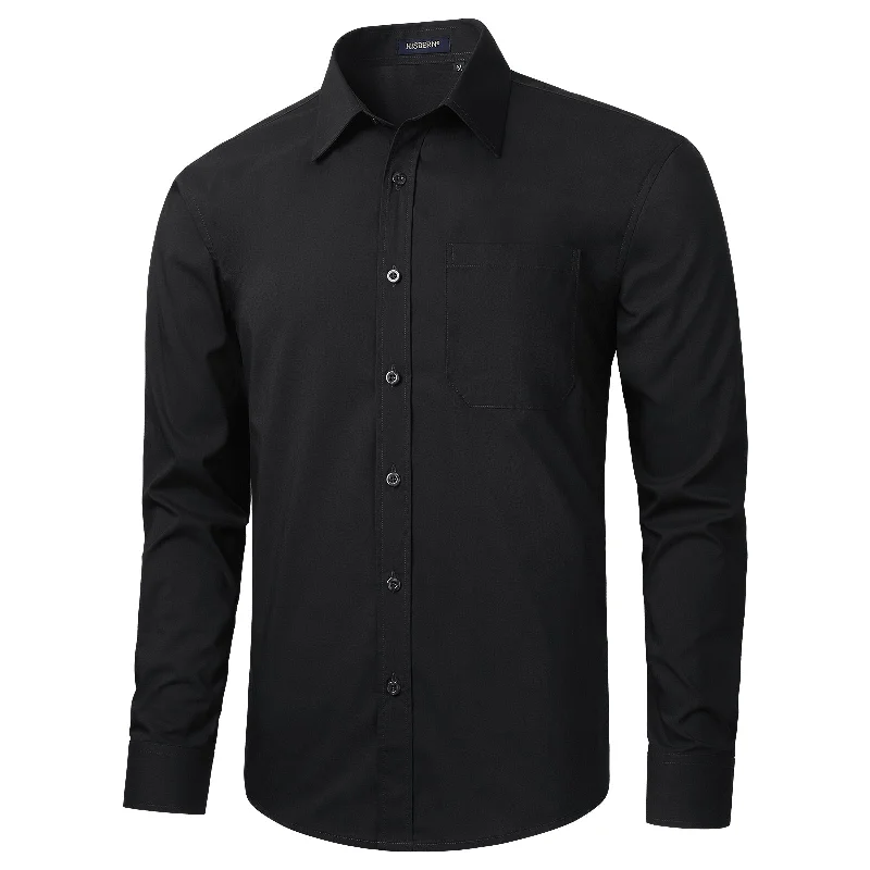 Layered Men's Henley ShirtsCasual Formal Shirt with Pocket - A-BLACK