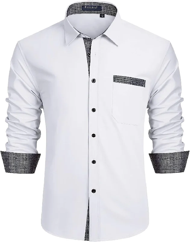 Breathable Men's Linen ShirtsCasual Formal Shirt with Pocket - WHITE