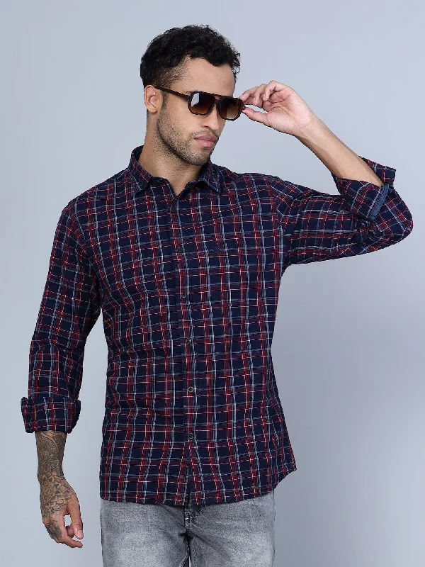 Men's Logo T-Shirts for Brand RepresentationMen's Maroon Casual Medium Checks Full Sleeve Shirt Men's Logo T-Shirts for Brand RepresentationMen's Maroon Casual Medium Checks Full Sleeve Shirt