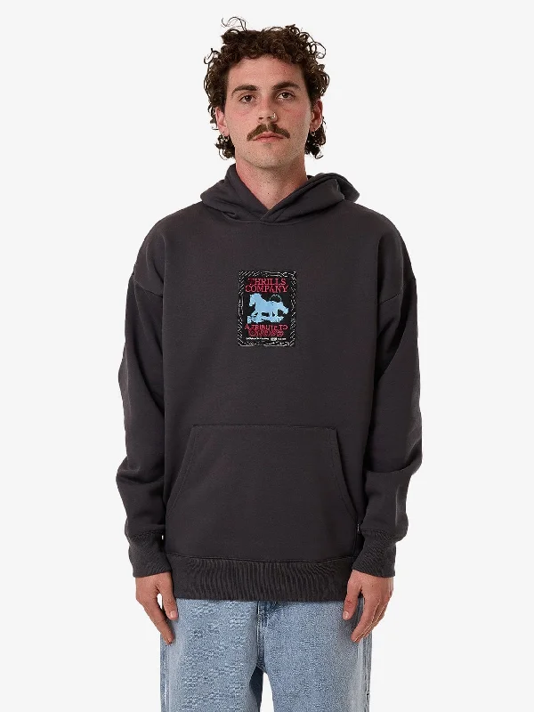Men's Sweaters with Button-Down PlacketsChain Of Formation Cropped Slouch Pull On Hood - Dark Charcoal