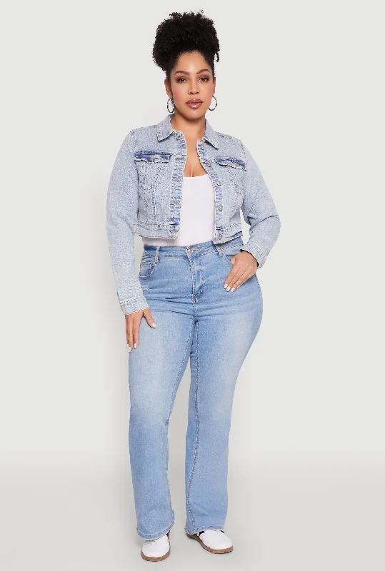 Relaxed-Fit Men's JeansPlus Size WAX Cropped Jean Jacket