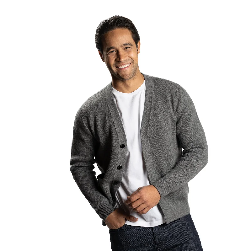 Men's Sweaters with SnapsPima Cotton Cardigan Sweaters - Heather Grey