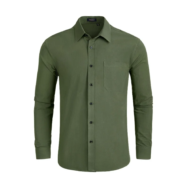 Men's Scoop Neck T-Shirts for a Relaxed FeelMen's Dress Shirt with Pocket - DARK GREEN Men's Scoop Neck T-Shirts for a Relaxed FeelMen's Dress Shirt with Pocket - DARK GREEN