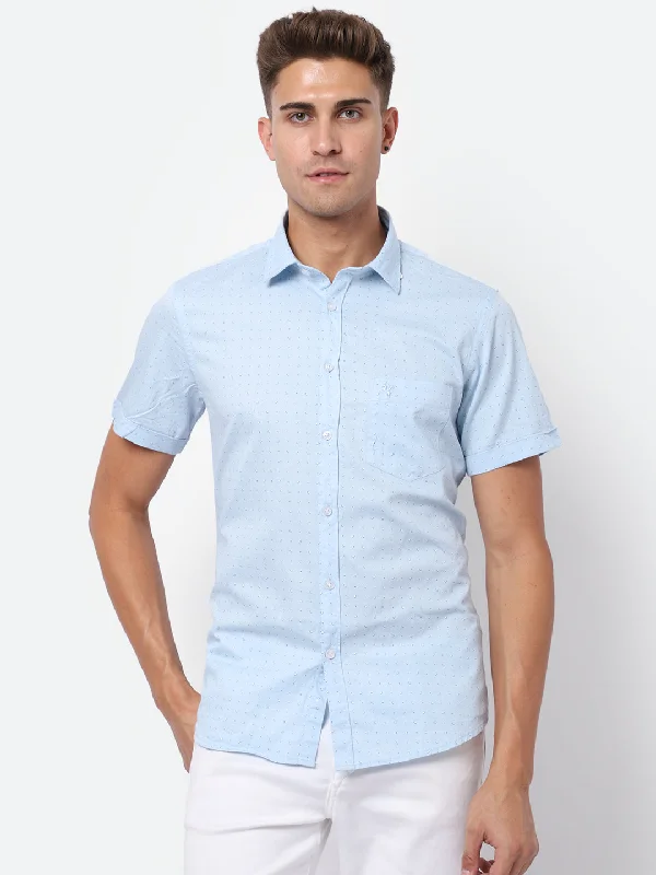 Men's Luxury Shirts for High-End FashionMen's Light Blue Casual Ditsy Print Full Sleeve Shirt Men's Luxury Shirts for High-End FashionMen's Light Blue Casual Ditsy Print Full Sleeve Shirt