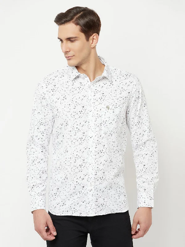 Men's Layering Shirts for Seasonal TransitionsMen's White Casual Abstract Print Full Sleeve Shirt Men's Layering Shirts for Seasonal TransitionsMen's White Casual Abstract Print Full Sleeve Shirt