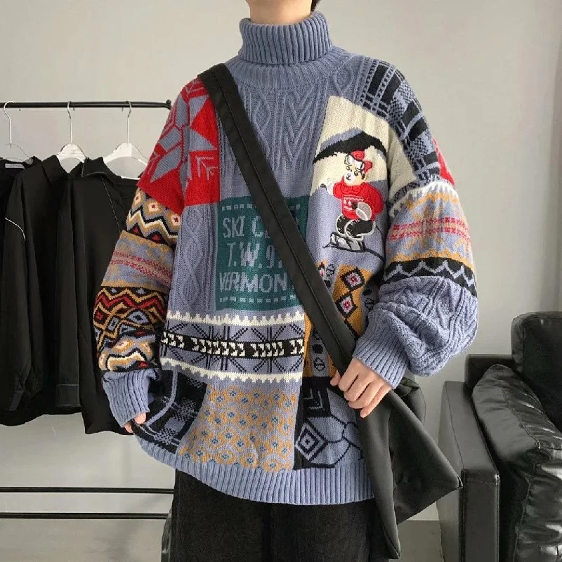 Men's Sweaters with High-Neck DesignsMen's Hip-Hop Turtleneck Sweaters