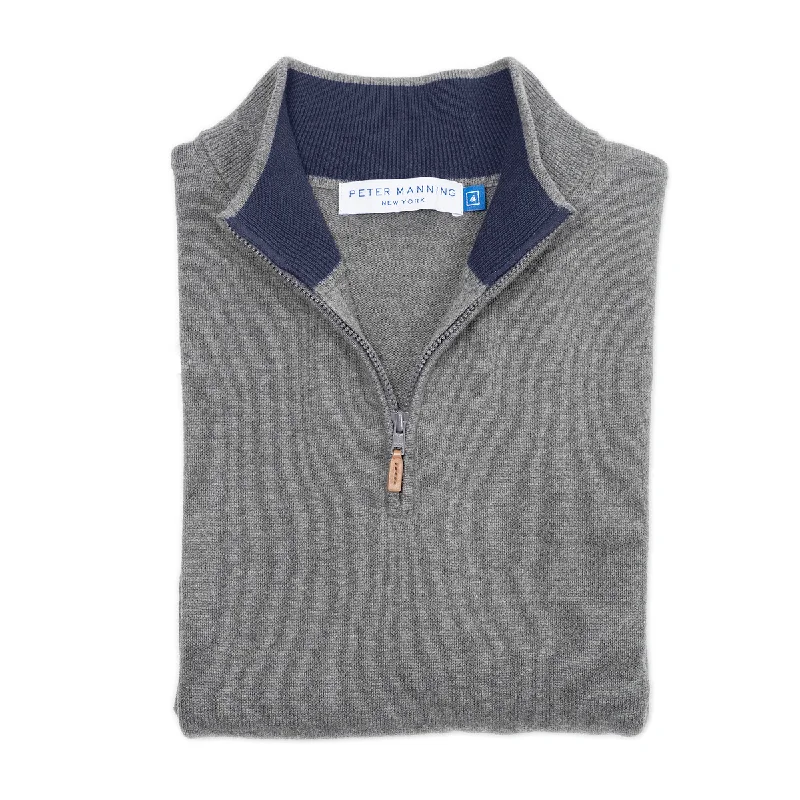 Men's Sweaters for Outdoor ActivitiesPima Cotton Quarter Zip Sweaters - Charcoal