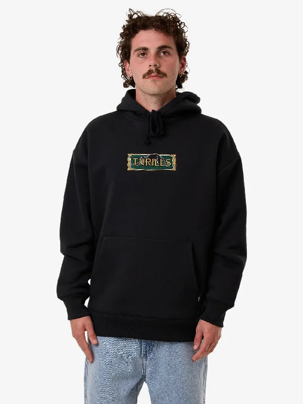 Men's Sweaters with Asymmetrical HemlinesBehind It All Slouch Pull On Hood - Pirate Black