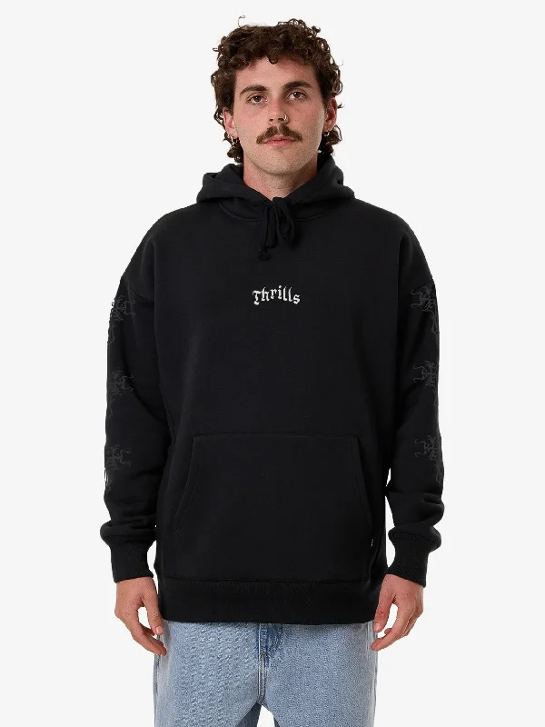 Men's Sweaters with Contrast TrimFilter Cropped Slouch Pull On Hood - Faded Black