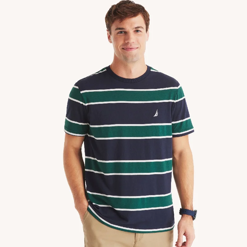 Men's Shirts with Asymmetrical HemlinesNautica Mens Striped Crewneck T-Shirt