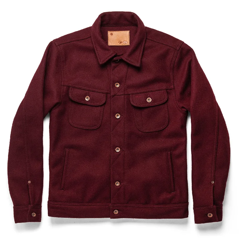 Winter-Ready Men's CoatsThe Long Haul Jacket in Burgundy Melton Wool