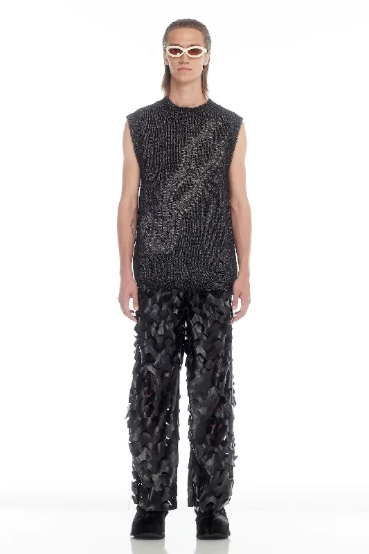 Men's Pants with Pleated FrontsLu'u Dan Unisex Snake Intarsia Vest in Black/Grey