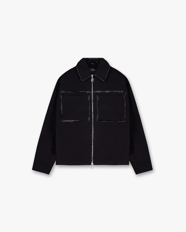 Affordable Men's Winter CoatsContrast Stitch Smart Jacket - Jet Black