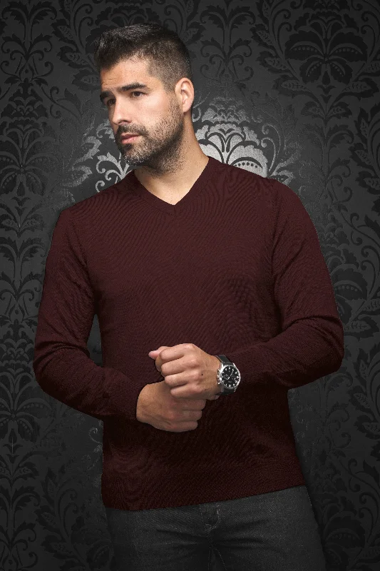 Men's Sweaters with Hooks and LoopsAu Noir® Sweaters | Saxony Burgundy