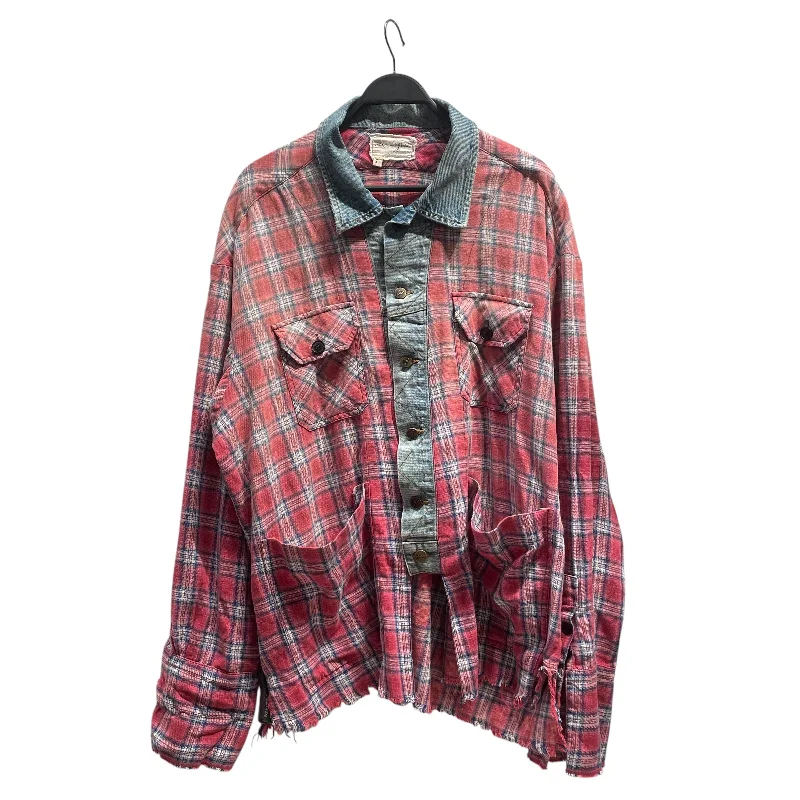 Winter Men's JeansGREG LAUREN/Denim Jkt/L/RED/Plaid/DENIM STITCH BUTTON UP