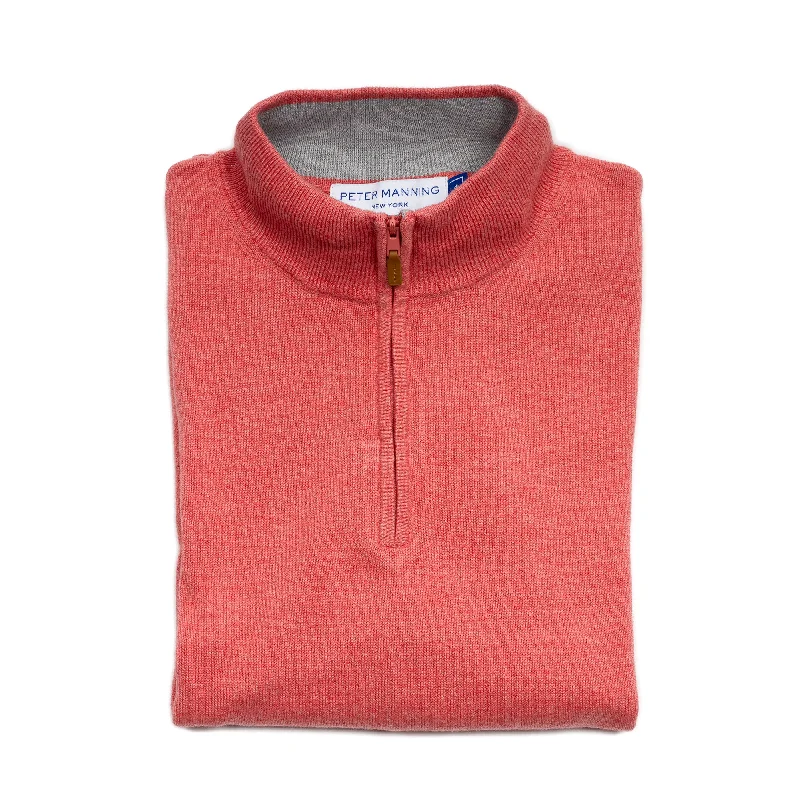 Men's Sweaters with Cable PatternsPima Cotton Quarter Zip Sweaters - Nantucket Red