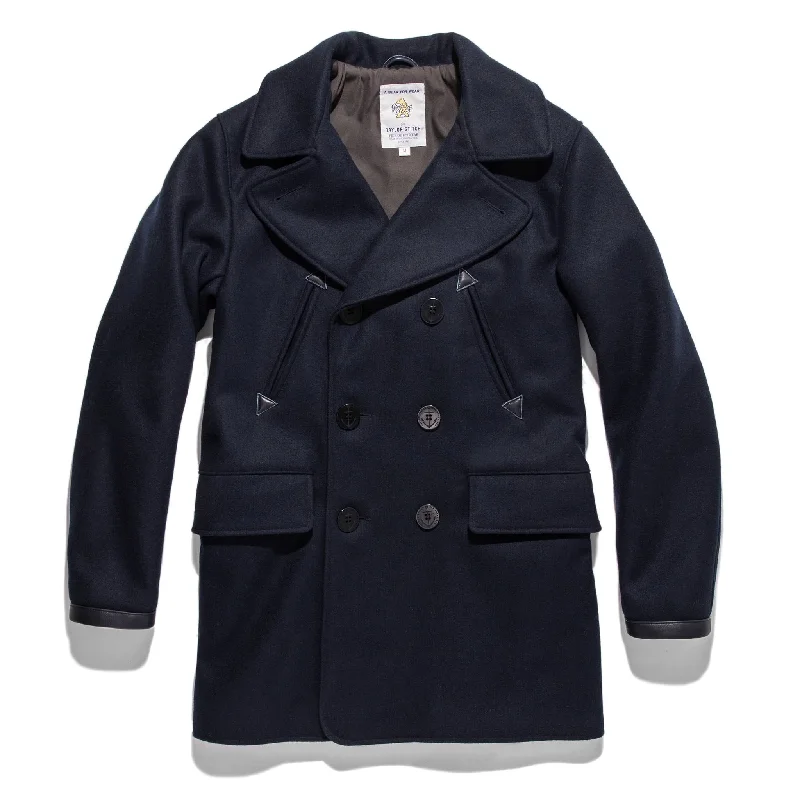 Waterproof Men's ParkasThe Mendocino Peacoat in Navy Melton Wool