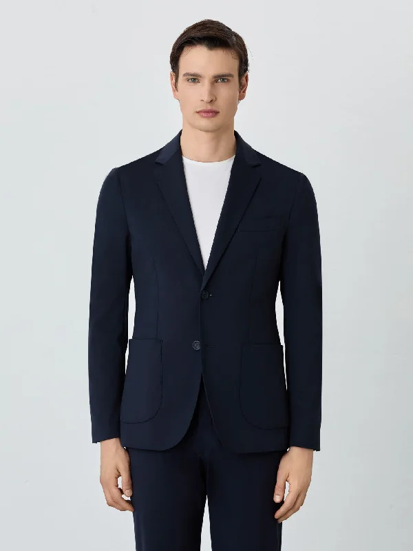 Jersey Blazer With Patch Pockets In Stretch Blend