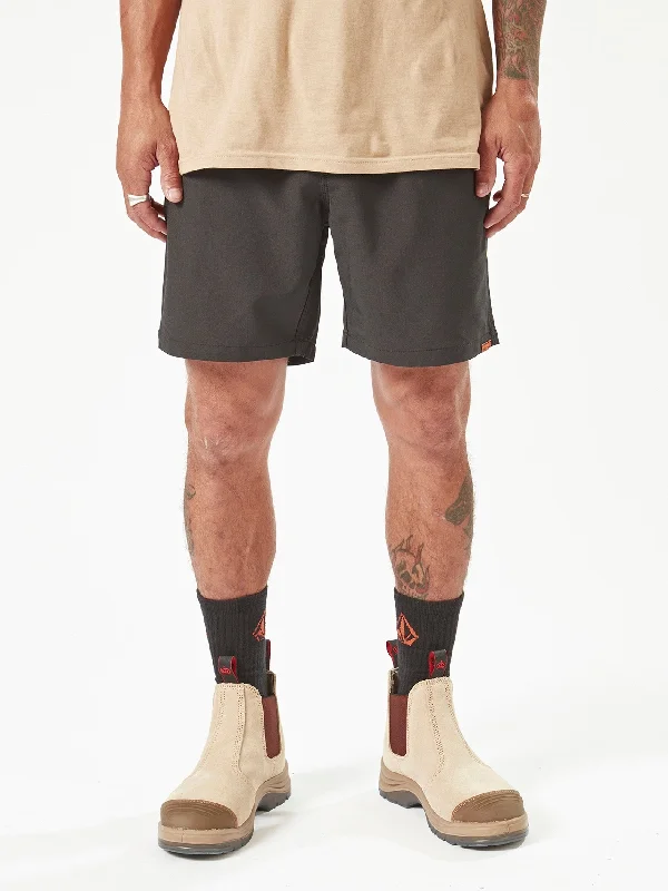 Durable Men's Work PantsVolcom Workwear Slab Elastic Waist Hybrid Shorts - Black