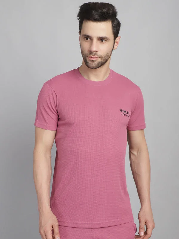 Men's Shirts with Convertible CollarsMack Jonney Solid Pink Round Neck Polyester Lycra Half sleeves Tshirt For Men Men's Shirts with Convertible CollarsMack Jonney Solid Pink Round Neck Polyester Lycra Half sleeves Tshirt For Men
