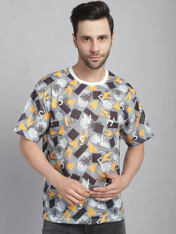 Men's Shirts with Abstract DesignsMack Jonney Printed White Round Neck Cotton Oversize Half sleeves Tshirt For Men Men's Shirts with Abstract DesignsMack Jonney Printed White Round Neck Cotton Oversize Half sleeves Tshirt For Men