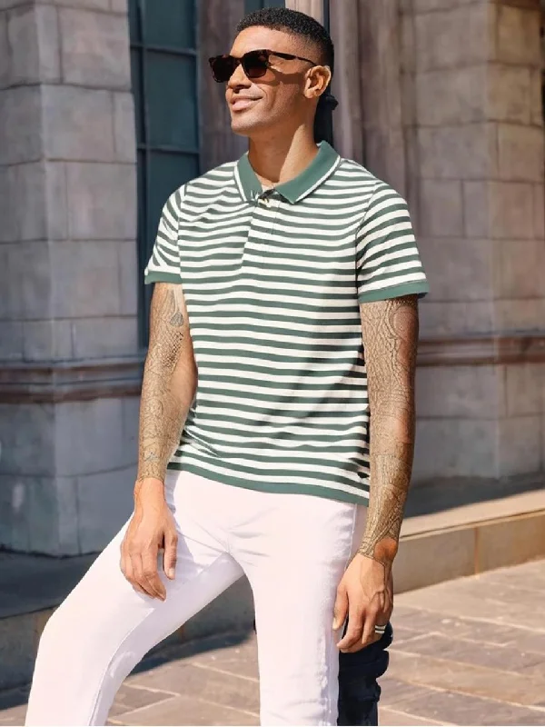 Men's Shirts with Mandarin CollarsMack Jonney Men's Striped Cotton Rich Polo T Shirt | Collar Tshirts | Half Sleeves | Stripe-Regular Fit Men's Shirts with Mandarin CollarsMack Jonney Men's Striped Cotton Rich Polo T Shirt | Collar Tshirts | Half Sleeves | Stripe-Regular Fit