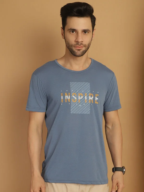 Men's Shirts with Contrast StitchingMack Jonney Round Neck Cotton Printed Dark Grey T-Shirt for Men Men's Shirts with Contrast StitchingMack Jonney Round Neck Cotton Printed Dark Grey T-Shirt for Men