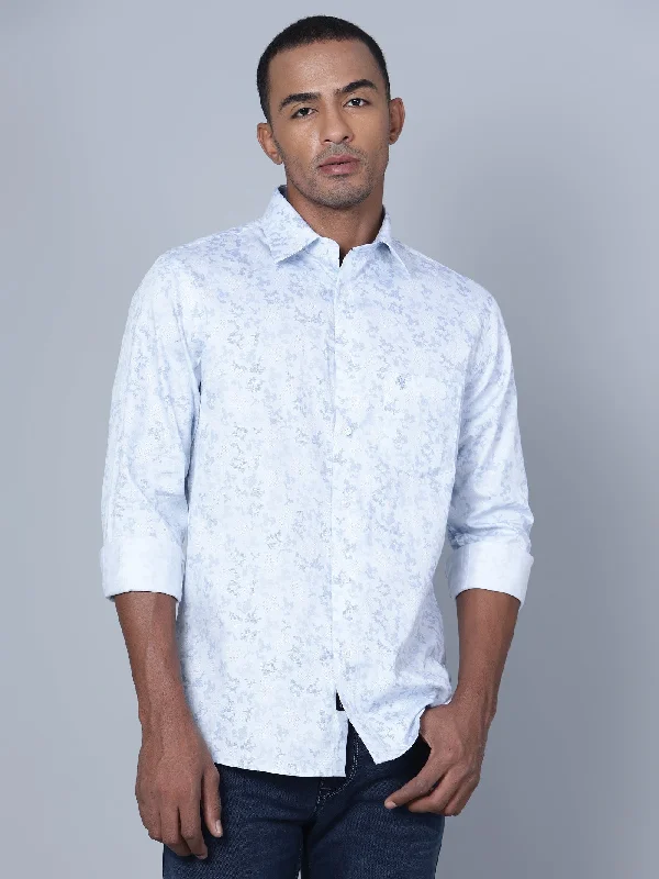 Men's Versatile Dress Shirts for Multiple OccasionsMen's Sky Blue Party Abstract Print Full Sleeve Shirt