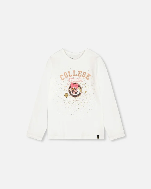 Men's Shirts with Embellished SleevesOrganic Cotton T-Shirt With Print Off White