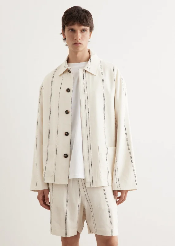 Men's Coats with Ripstop FabricWoven Stripe Resort Jacket