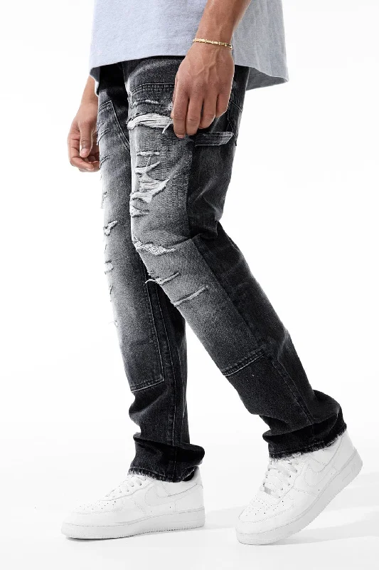Modern Ripped and Distressed Men's JeansAaron - Foreman Denim (Industrial Black)