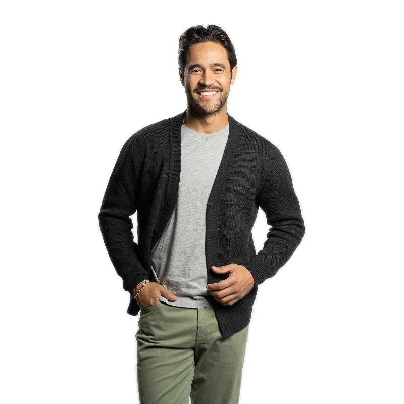 Fashionable Men's Crew-Neck SweatersPima Cotton Cardigan Sweaters - Black