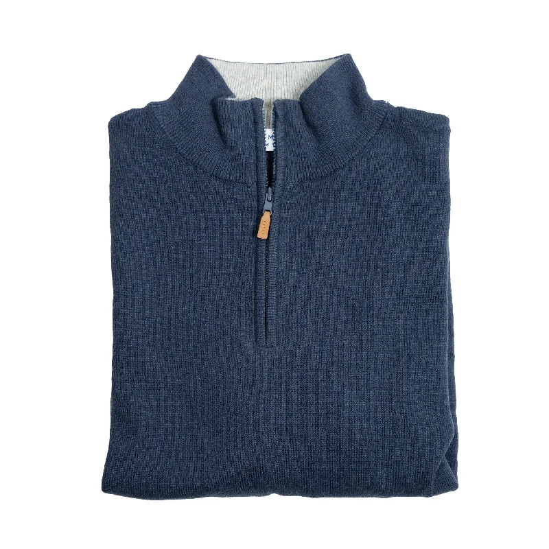 Men's Sweaters for SpringPima Cotton Quarter Zip Sweaters - Navy