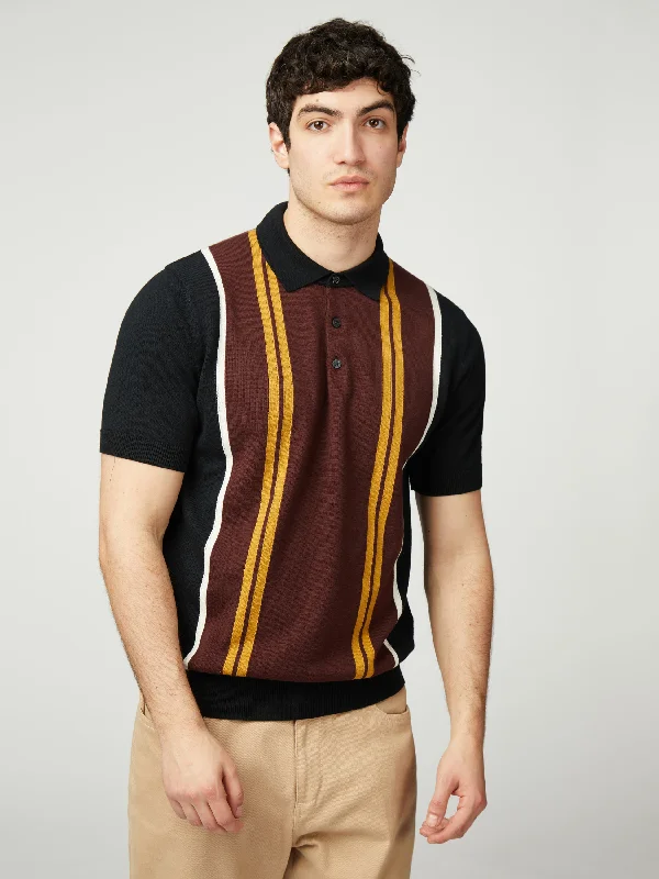 Men's Sweaters with Argyle PatternsVertical Stripe Polo - Black