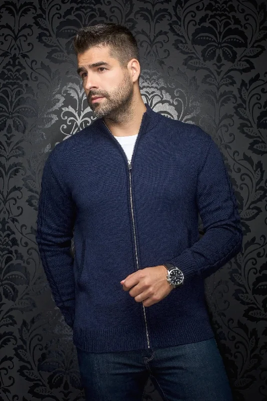 Men's Sweaters with Shawl CollarsAU NOIR | Merino Wool Sweater | Esteban Navy