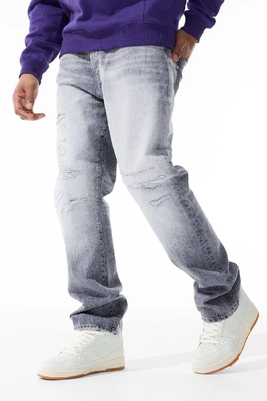 Men's Jeans with EmbroideryAaron - Chill Guy Denim (Cement Wash)